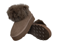 Угги женские замшевые PLPS 5860 коричневый мех