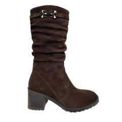 Сапоги женские замшевые KATRIN 707 08 коричневый мех каблук