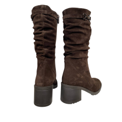 Сапоги женские замшевые KATRIN 707 08 коричневый мех каблук