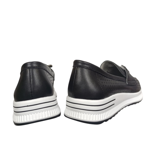 Мокасины женские кожаные KDSL C728-7 черные перфорация