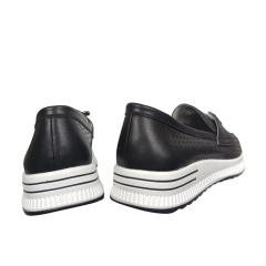 Мокасины женские кожаные KDSL C728-7 черные перфорация