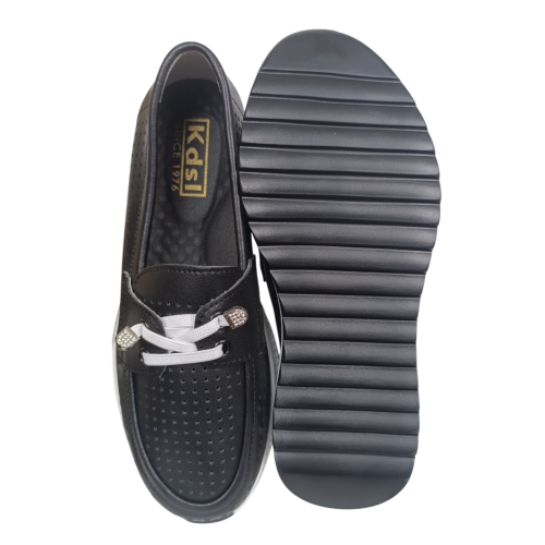 Мокасины женские кожаные KDSL C728-7 черные перфорация