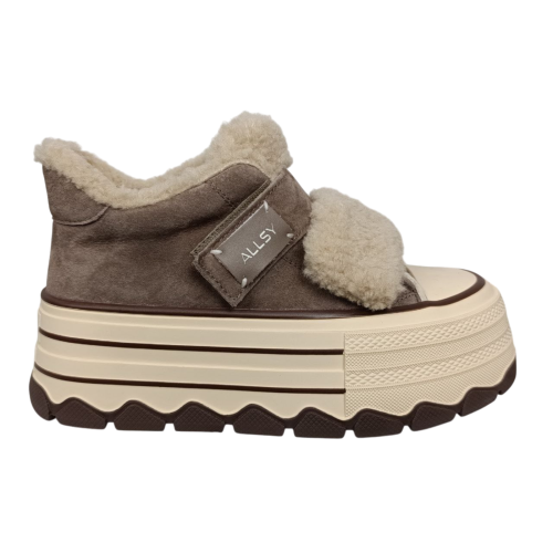 Черевики жіночі замшеві ALLSY 202065 коричневий хутро