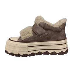 Черевики жіночі замшеві ALLSY 202065 коричневий хутро