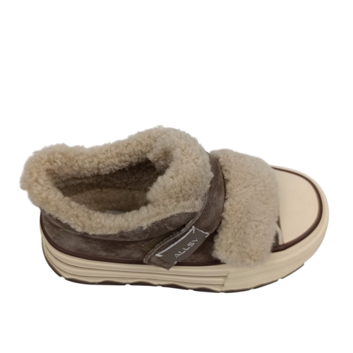 Черевики жіночі замшеві ALLSY 202065 коричневий хутро