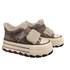 Черевики жіночі замшеві ALLSY 202065 коричневий хутро