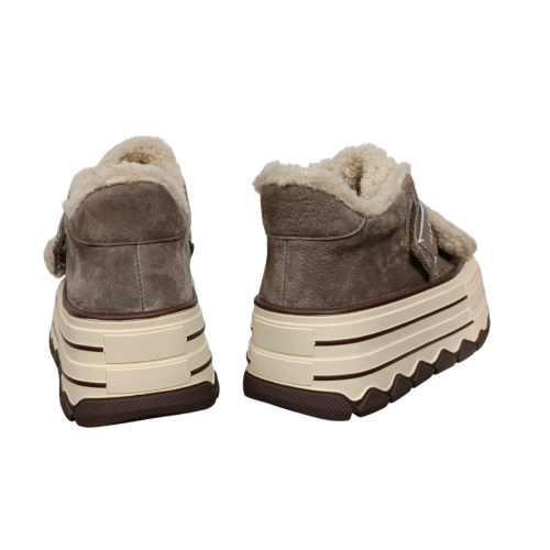 Черевики жіночі замшеві ALLSY 202065 коричневий хутро