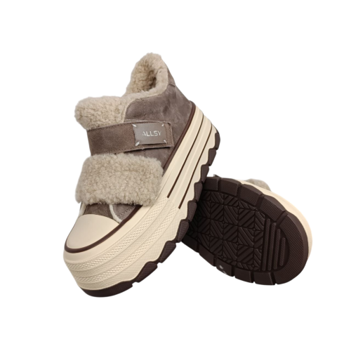 Черевики жіночі замшеві ALLSY 202065 коричневий хутро