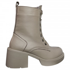 Черевики жіночі шкіряні TEMP 124 24 04 каблук бежевий хутро