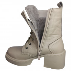 Черевики жіночі шкіряні TEMP 124 24 04 каблук бежевий хутро