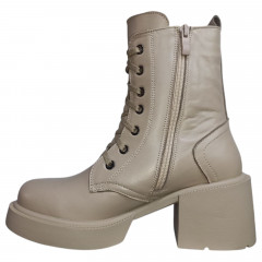 Черевики жіночі шкіряні TEMP 124 24 04 каблук бежевий хутро