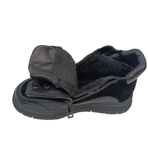 Ботинки женские кожаные PLPS 726-2 черные+замша мех