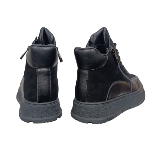 Ботинки женские кожаные PLPS 726-2 черные+замша мех