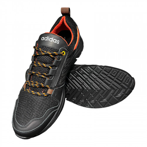 Кроссовки Мужские кожаные DENAR TR сетка черно-оранжевый