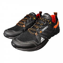 Кроссовки Мужские кожаные DENAR TR сетка черно-оранжевый