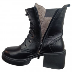 Черевики жіночі шкіряні TEMP 124 24 01 каблук чорний хутро