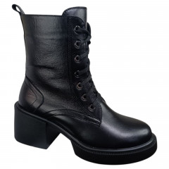 Черевики жіночі шкіряні TEMP 124 24 01 каблук чорний хутро