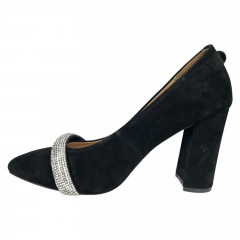 Туфли женские замшевые каблук ILONA 529/44 черные