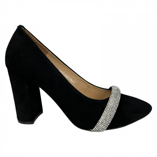 Туфли женские замшевые каблук ILONA 529/44 черные