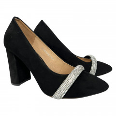 Туфли женские замшевые каблук ILONA 529/44 черные