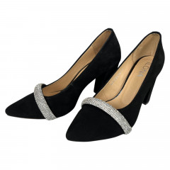 Туфли женские замшевые каблук ILONA 529/44 черные