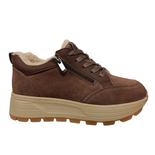 Черевики жіночі замшеві PLPS 681-3 коричневі хутро