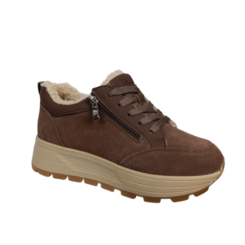 Черевики жіночі замшеві PLPS 681-3 коричневі хутро