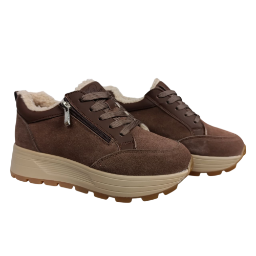 Черевики жіночі замшеві PLPS 681-3 коричневі хутро