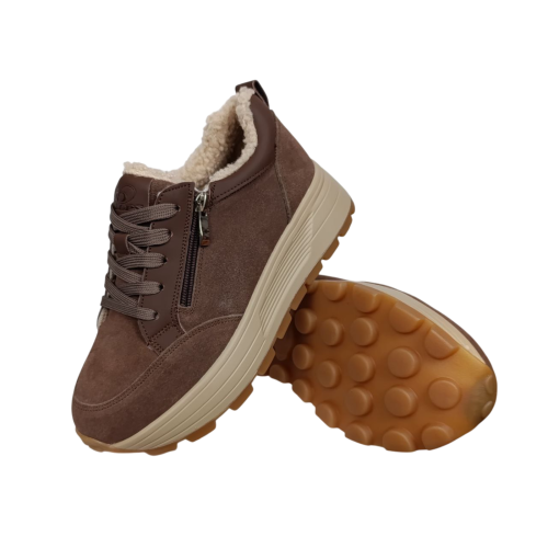 Черевики жіночі замшеві PLPS 681-3 коричневі хутро