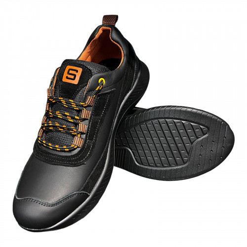 Кроссовки Мужские кожаные DENAR S 1 черно-оранжевый