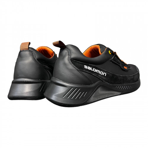 Кроссовки Мужские кожаные DENAR S 1 черно-оранжевый