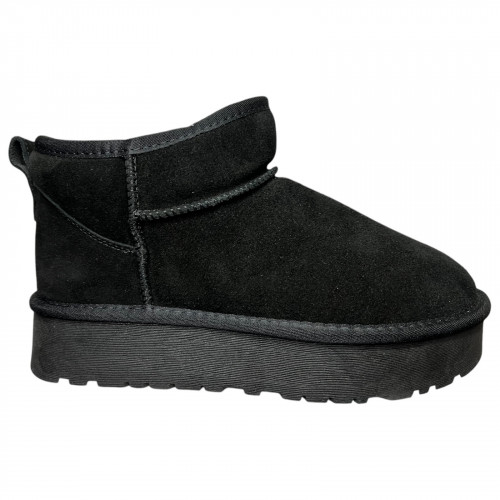 Угги жіночі  замшеві ALLSY 187711 JM6698-8A чорний хутро
