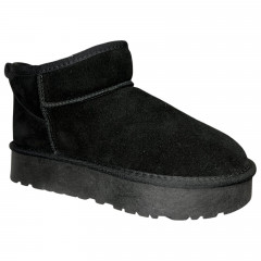 Угги женские замшевые ALLSY 187711 JM6698-8A черный мех