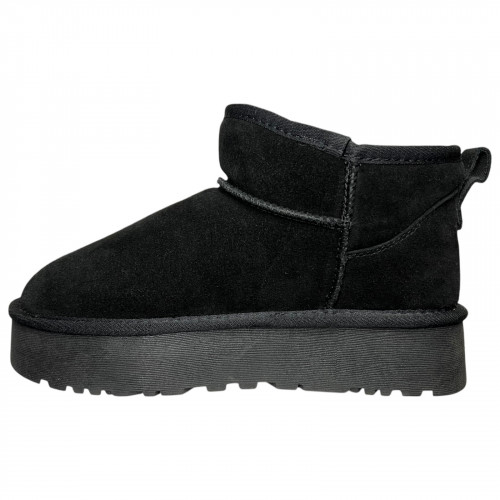 Угги жіночі  замшеві ALLSY 187711 JM6698-8A чорний хутро