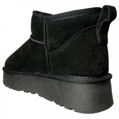 Угги женские замшевые ALLSY 187711 JM6698-8A черный мех