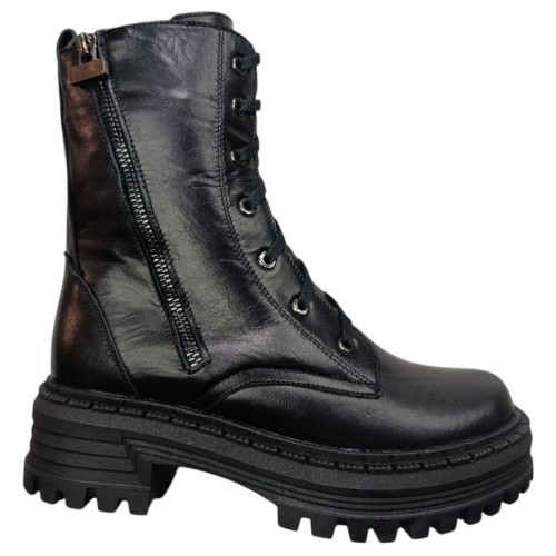 Ботинки женские кожаные TEMP 128 01 черный мех