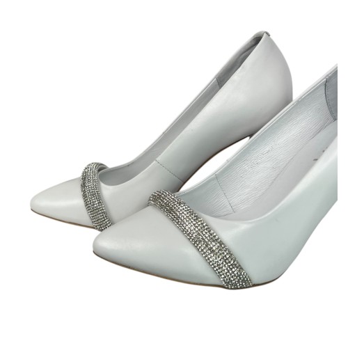 Туфли женские кожаные каблук ILONA 529/44 белые