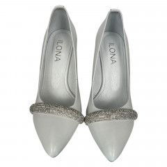 Туфли женские кожаные каблук ILONA 529/44 белые