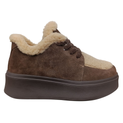 Черевики жіночі замшеві 6806-4 коричневі хутро