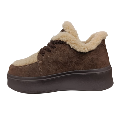 Черевики жіночі замшеві 6806-4 коричневі хутро