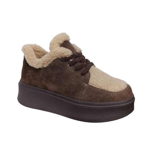 Черевики жіночі замшеві 6806-4 коричневі хутро