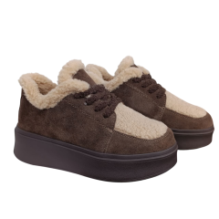 Черевики жіночі замшеві 6806-4 коричневі хутро