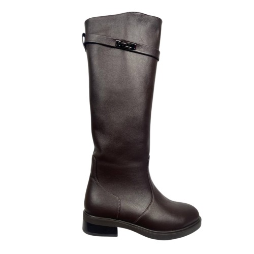 Сапоги женские кожаные ILONA 788/AR-8 шоколадные евро зима