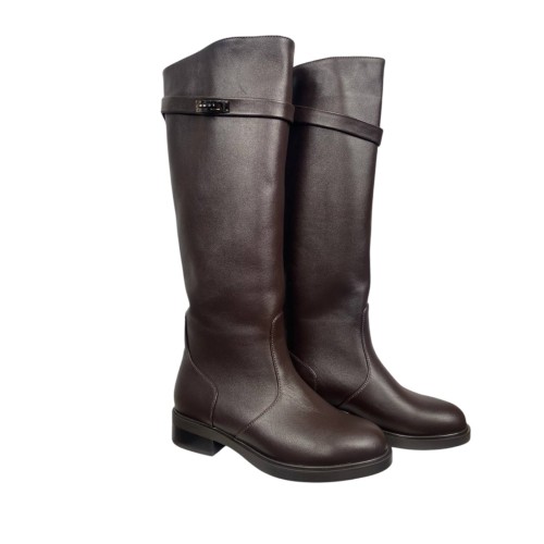 Сапоги женские кожаные ILONA 788/AR-8 шоколадные евро зима