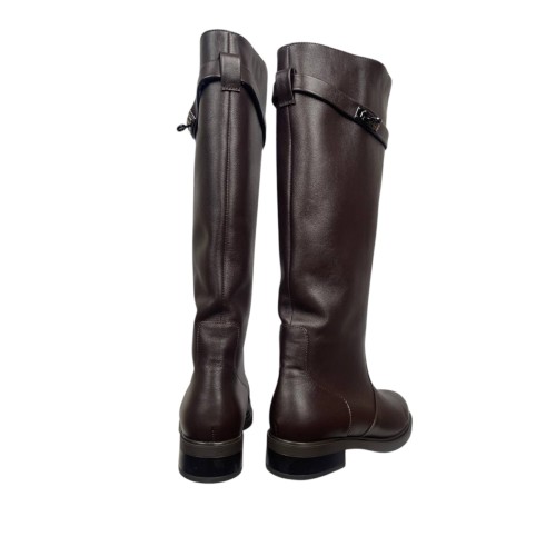 Сапоги женские кожаные ILONA 788/AR-8 шоколадные евро зима