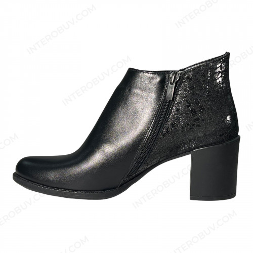 Черевики Жіночі шкіряні на каблуку ELVIX 6076 чорний