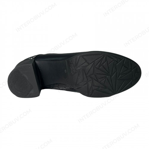 Черевики Жіночі шкіряні на каблуку ELVIX 6076 чорний