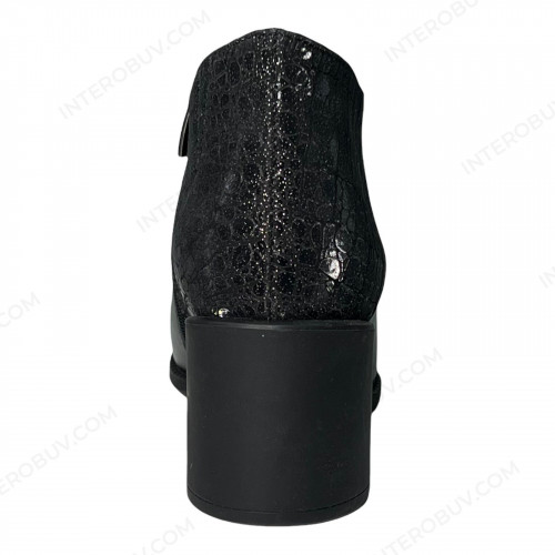 Черевики Жіночі шкіряні на каблуку ELVIX 6076 чорний