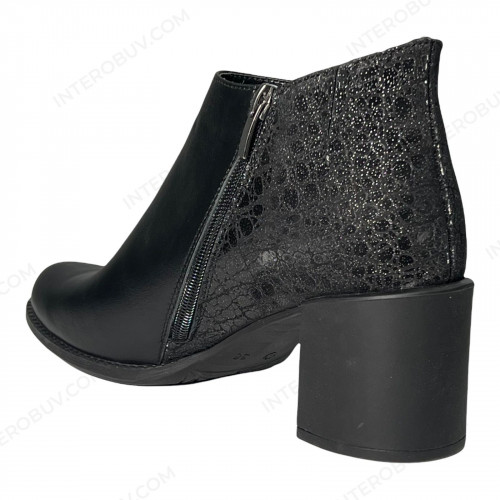 Черевики Жіночі шкіряні на каблуку ELVIX 6076 чорний