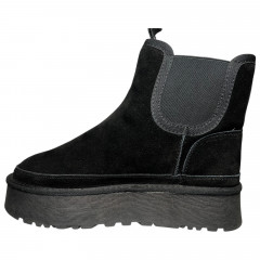 Угги женские замшевые ALLSY 187724 QJM6691A черный мех